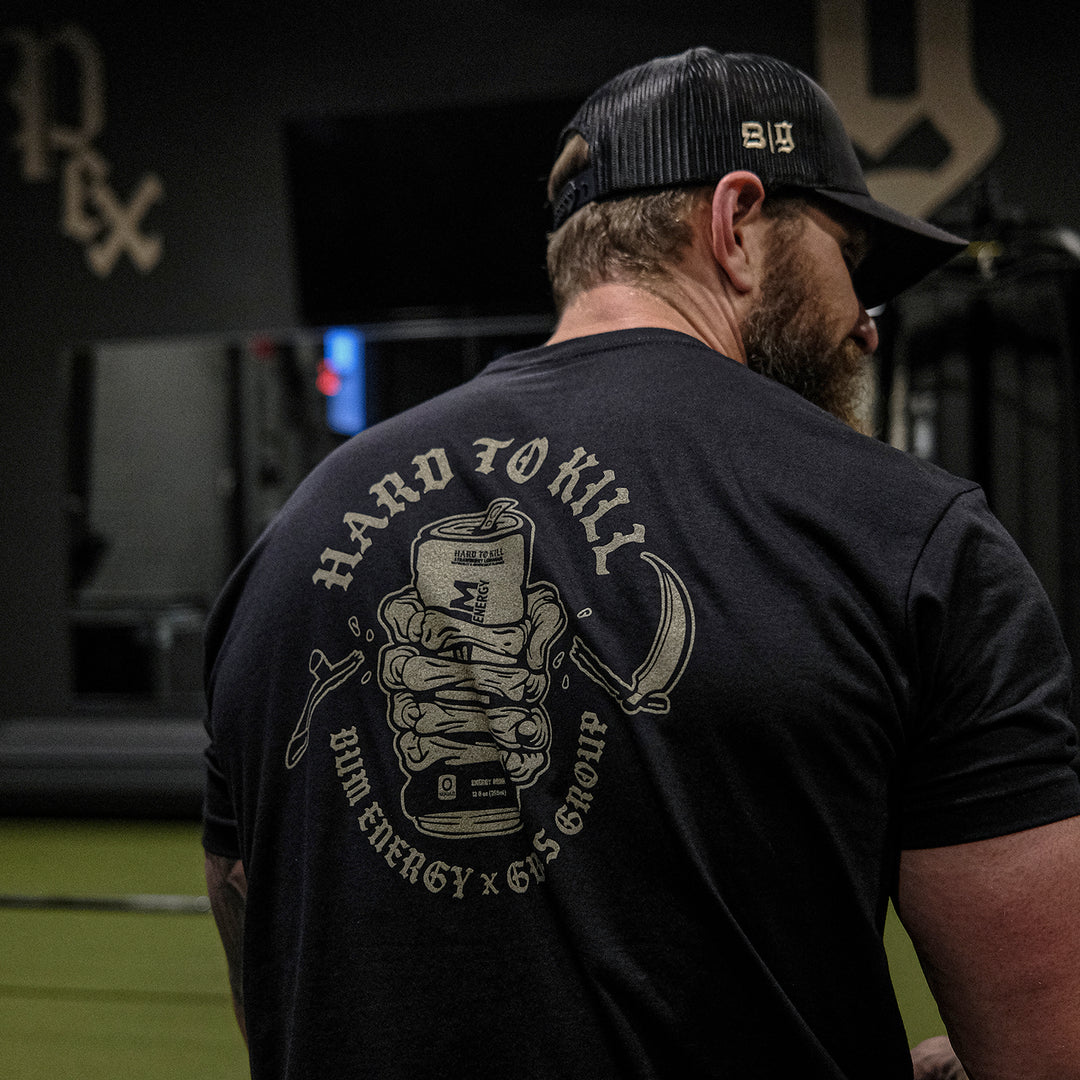 GBRS Group x BUM Energy Collab Grip Matters Short Sleeve Shirt - Back of shirt on body in a gym