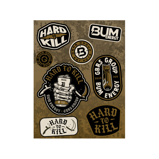 GBRS Group x Bum Energy Collab Sticker Sheet - Pictured on white backround
