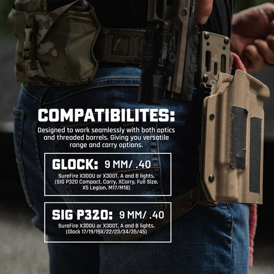 GBRS Group x Priority 1 OWB Holster - Designed to work seamlessly with both optics and threaded barrels. Giving you versatile range and carry options