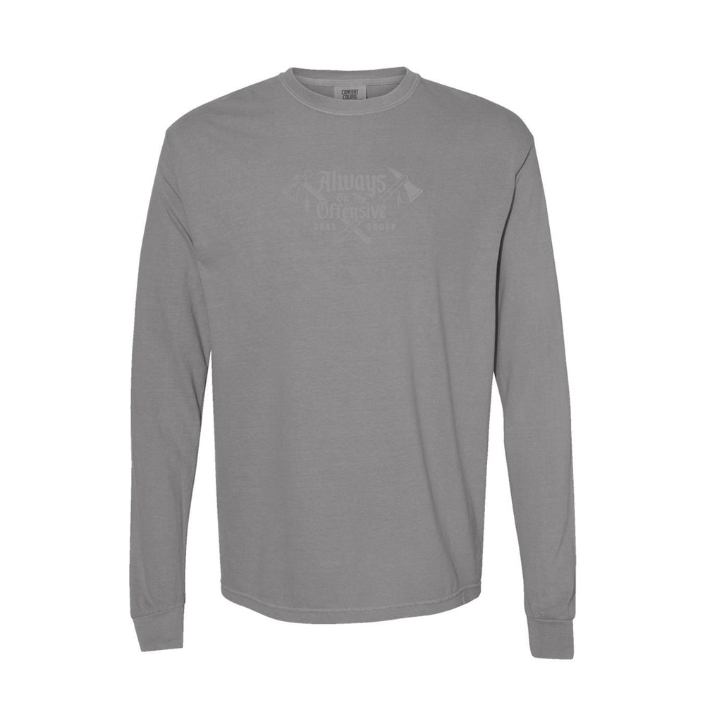 GBRS Group War Crimes Long Sleeve Shirt - Front of shirt on white background - Grey Varient