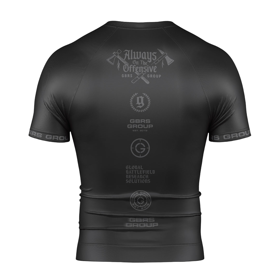 Back of GBRS Group Axes Short Sleeve Rash Guard on white background