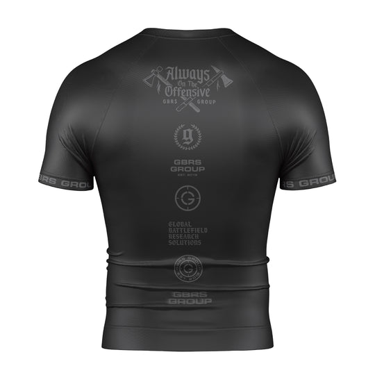 Back of GBRS Group Axes Short Sleeve Rash Guard on white background