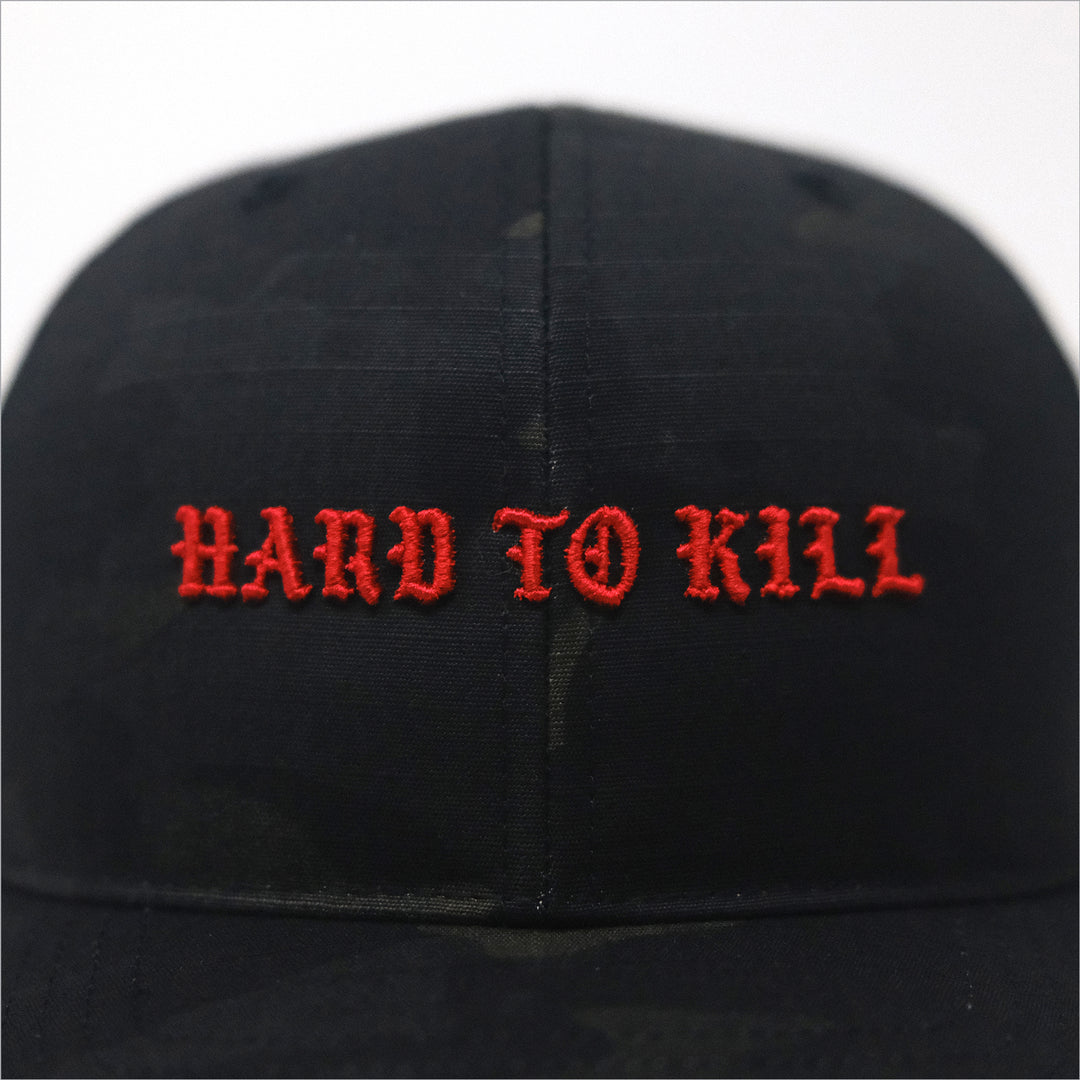 GBRS Group Multicam Hard To Kill Tactical Trucker Hat - Richardson 862 Tactical Trucker with NYCO ripstop fabric - Front of hat showing embroidery and fabric