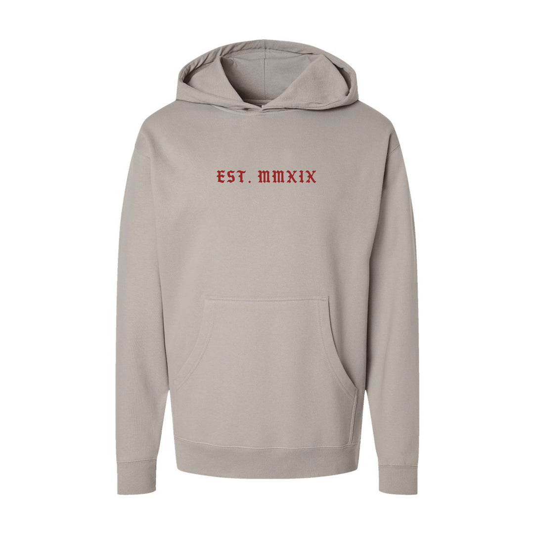 GBRS Group Triple Daggers Pullover Hoodie - Front of Cement colored hoodie on white background.
