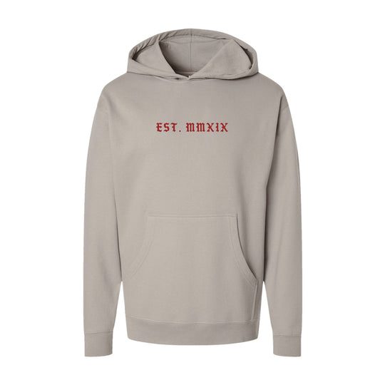 GBRS Group Triple Daggers Pullover Hoodie - Front of Cement colored hoodie on white background.