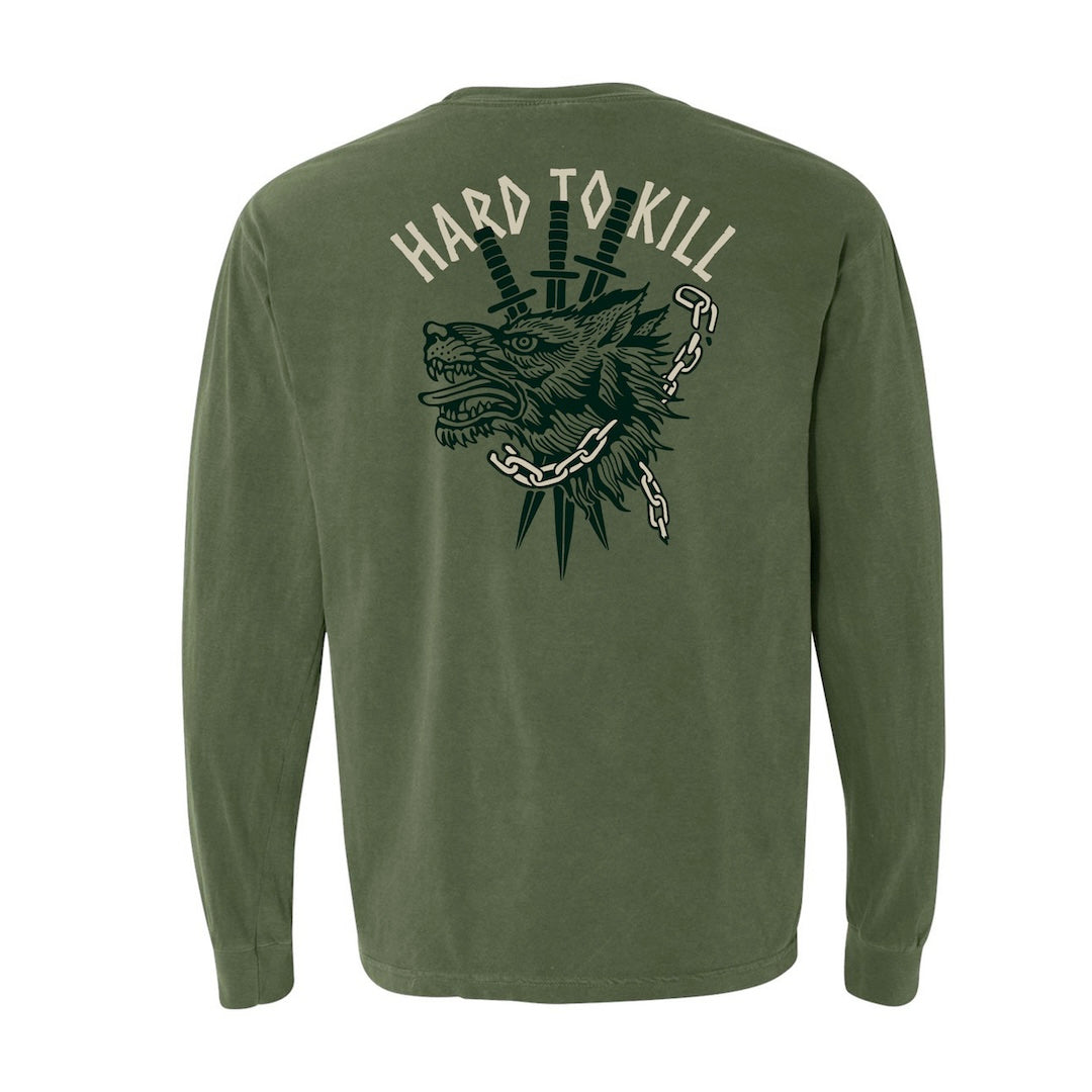 View of back of GBRS Group Hard to Kill Long Sleeve on white background