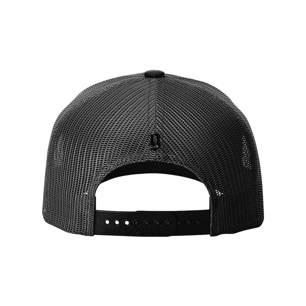 View of back of GBRS Group Hard to Kill Trucker Hat on white background