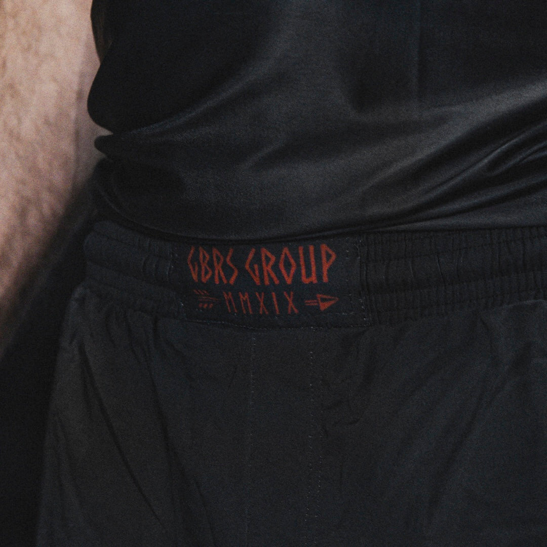 Close up of GBRS Group Hard to Kill Fight Shorts waistband 