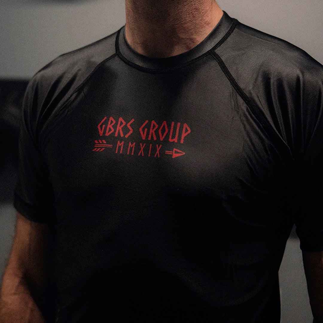 Close up image of the GBRS Group Hard to Kill Rash Guard