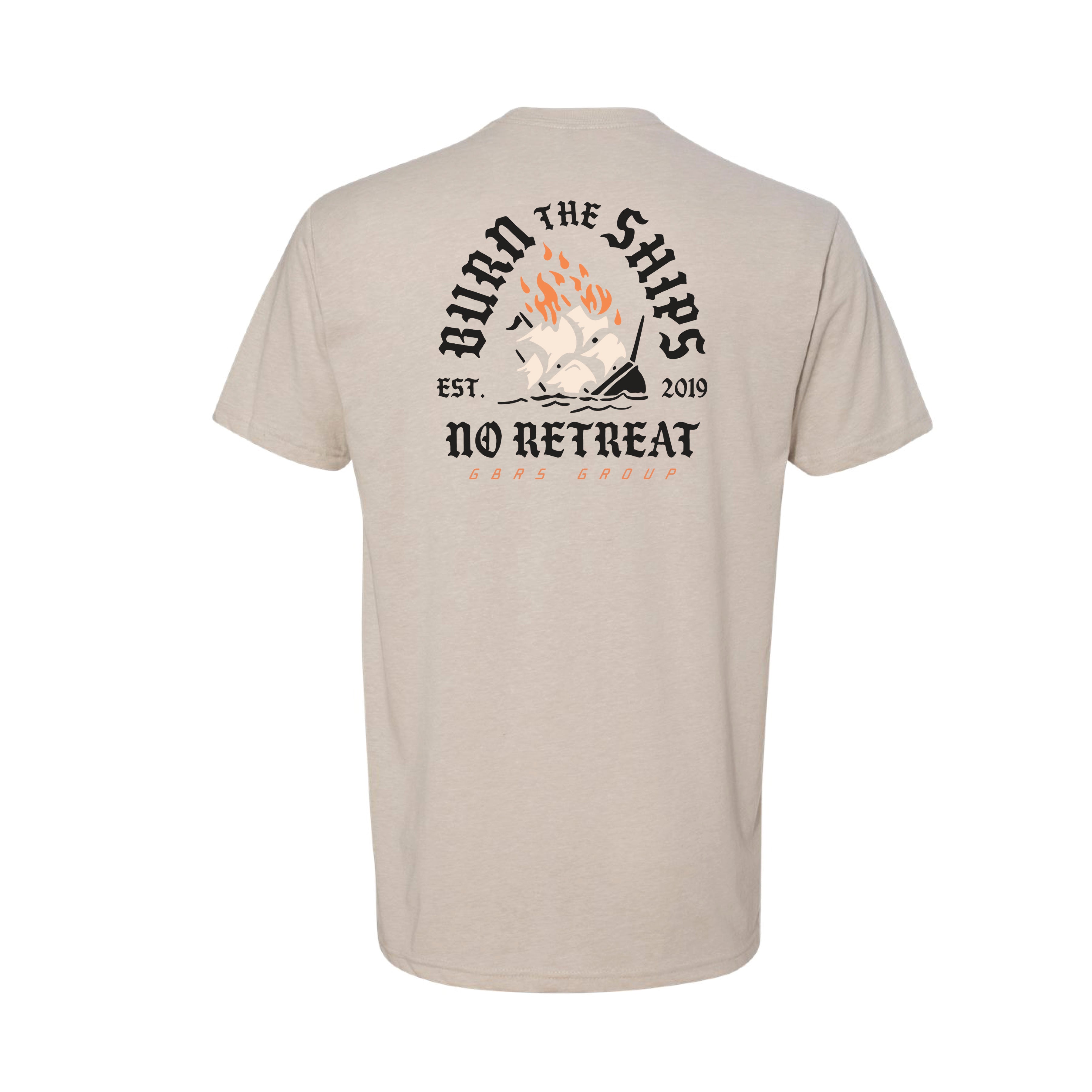 GBRS Group No Retreat Short Sleeve Shirt is Screen printed with  Burn the Ships No Retreat design on the back and No Retreat logo design on the front left chest.
