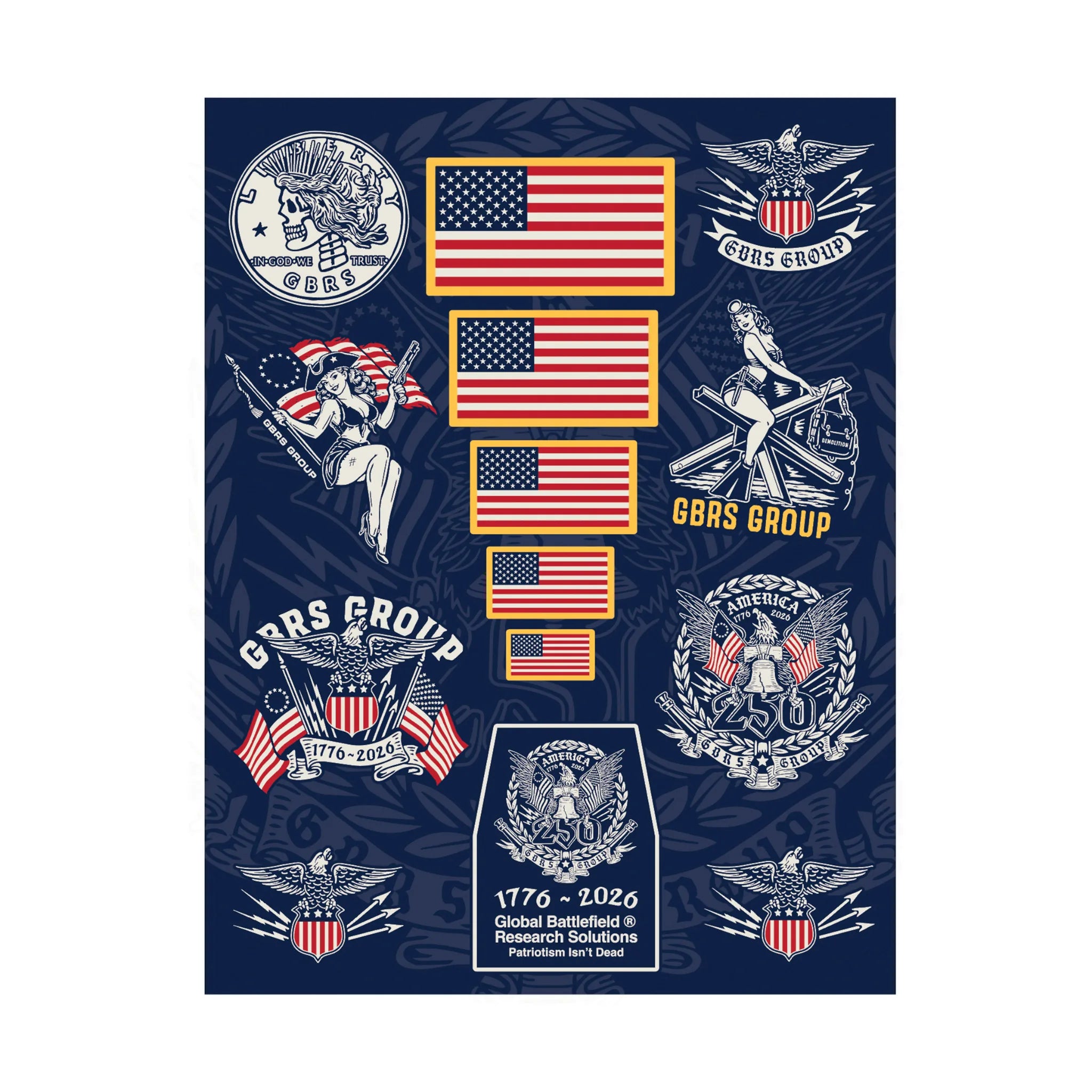 GBRS Group Patriotism Isn't Dead Sticker Sheet front view on white background