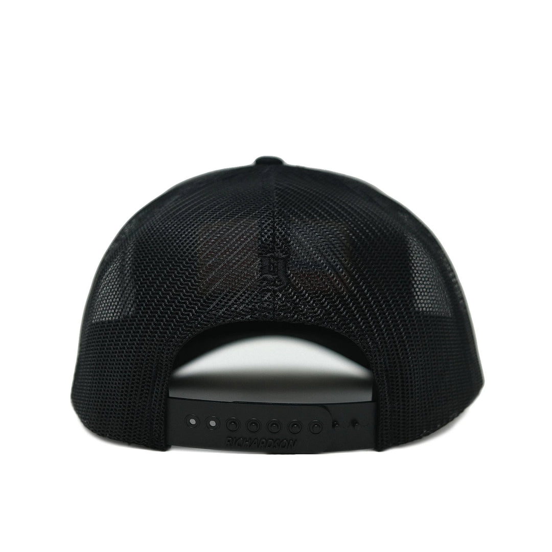 GBRS Group Black Patriotism Trucker Hat back view on white background
