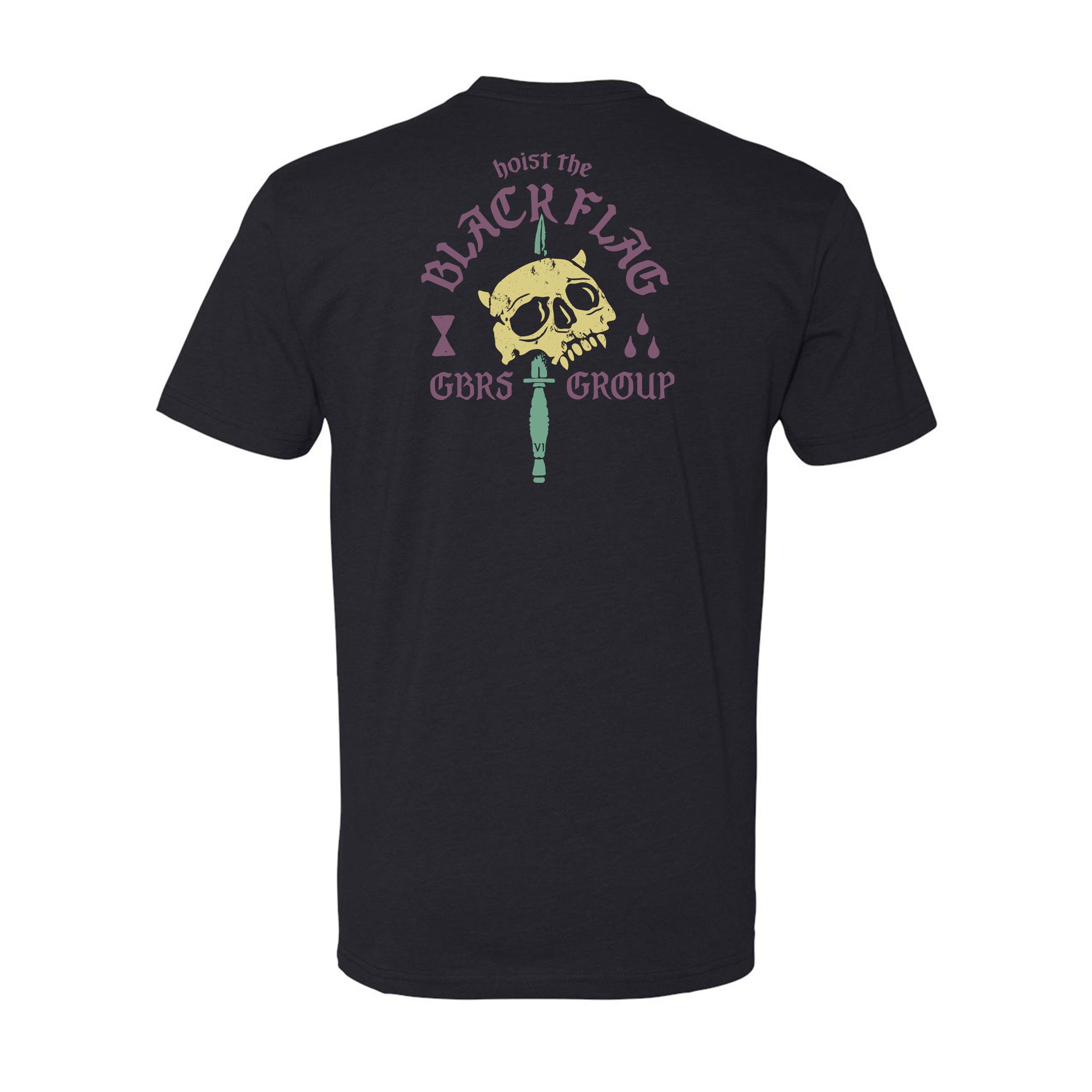 GBRS Group No Quarter Short Sleeve Shirt - Picturing Multicolor print back of shirt on white background