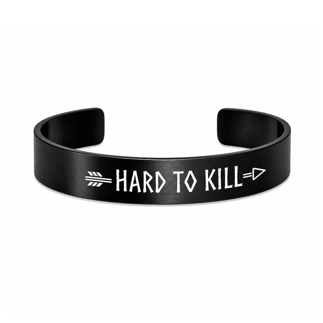 View of GBRS Hard to Kill Cuff on white background