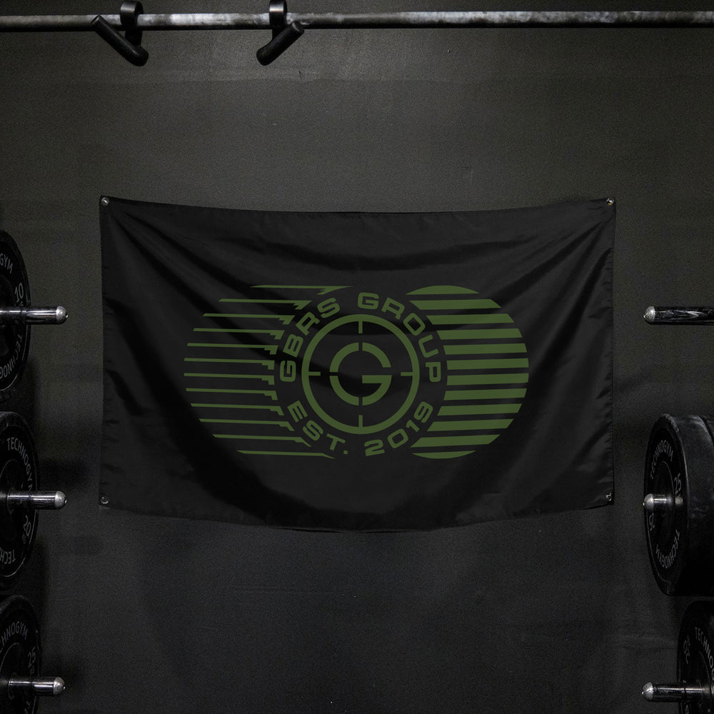 GBRS Group Flag - Pictured hanging in a gym