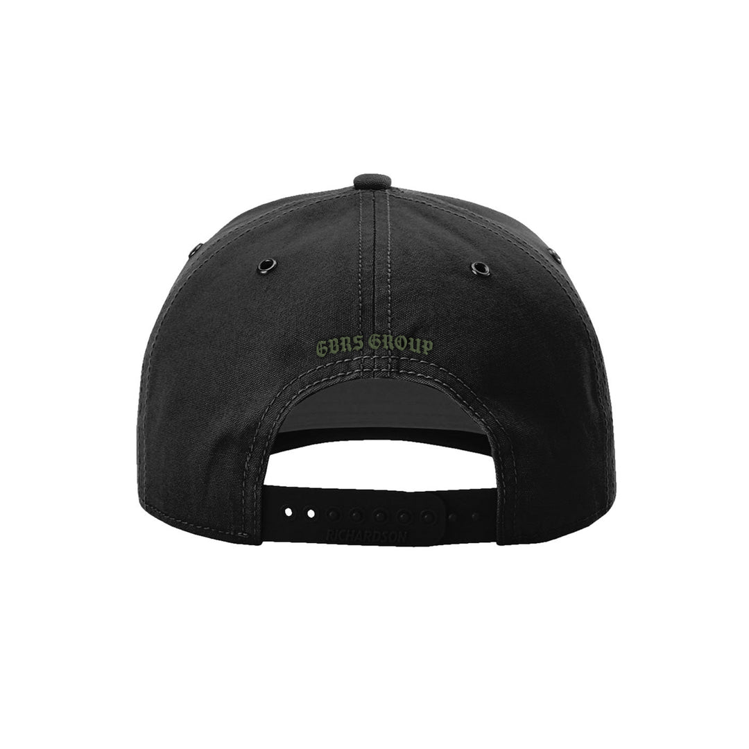 GBRS Group Legacy Canvas Trucker Hat in Loden. Back of hat pictured on white background.