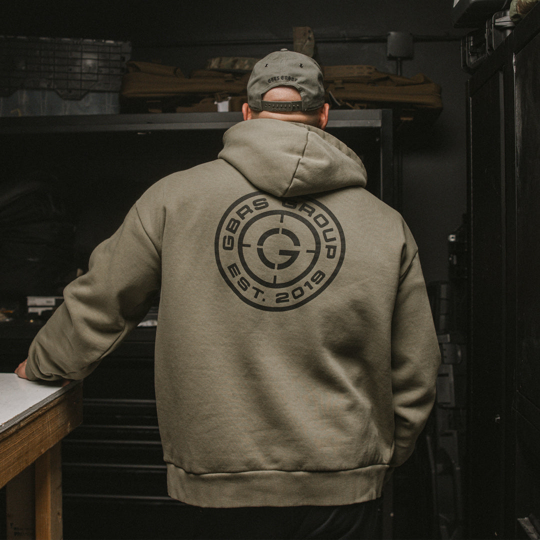 GBRS Group Instructor 26 Oversized Pullover Hoodie - Back of hoodie pictured in a lifestyle setting