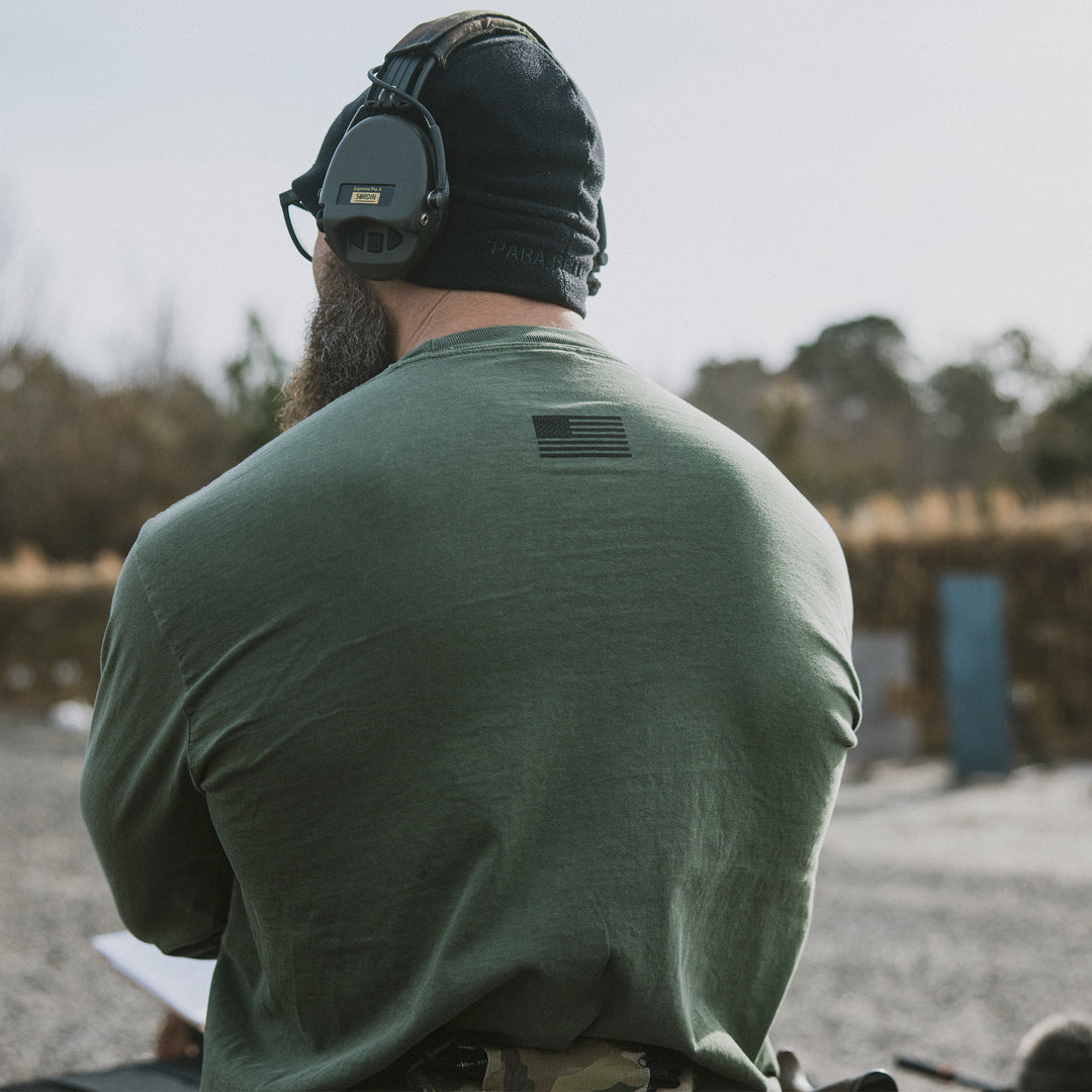 GBRS Group Instructor Long Sleeve Shirt - Lifestyle photo showing the back of the shirt in Green