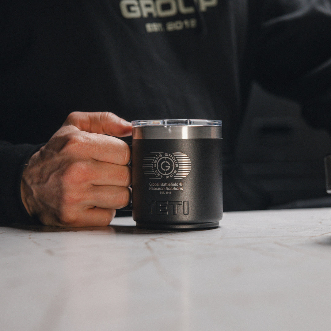 10 oz Stackable Yeti Mug with Magslider Lid. Laser engraved with GBRS Group Logo design. - Lifestyle image