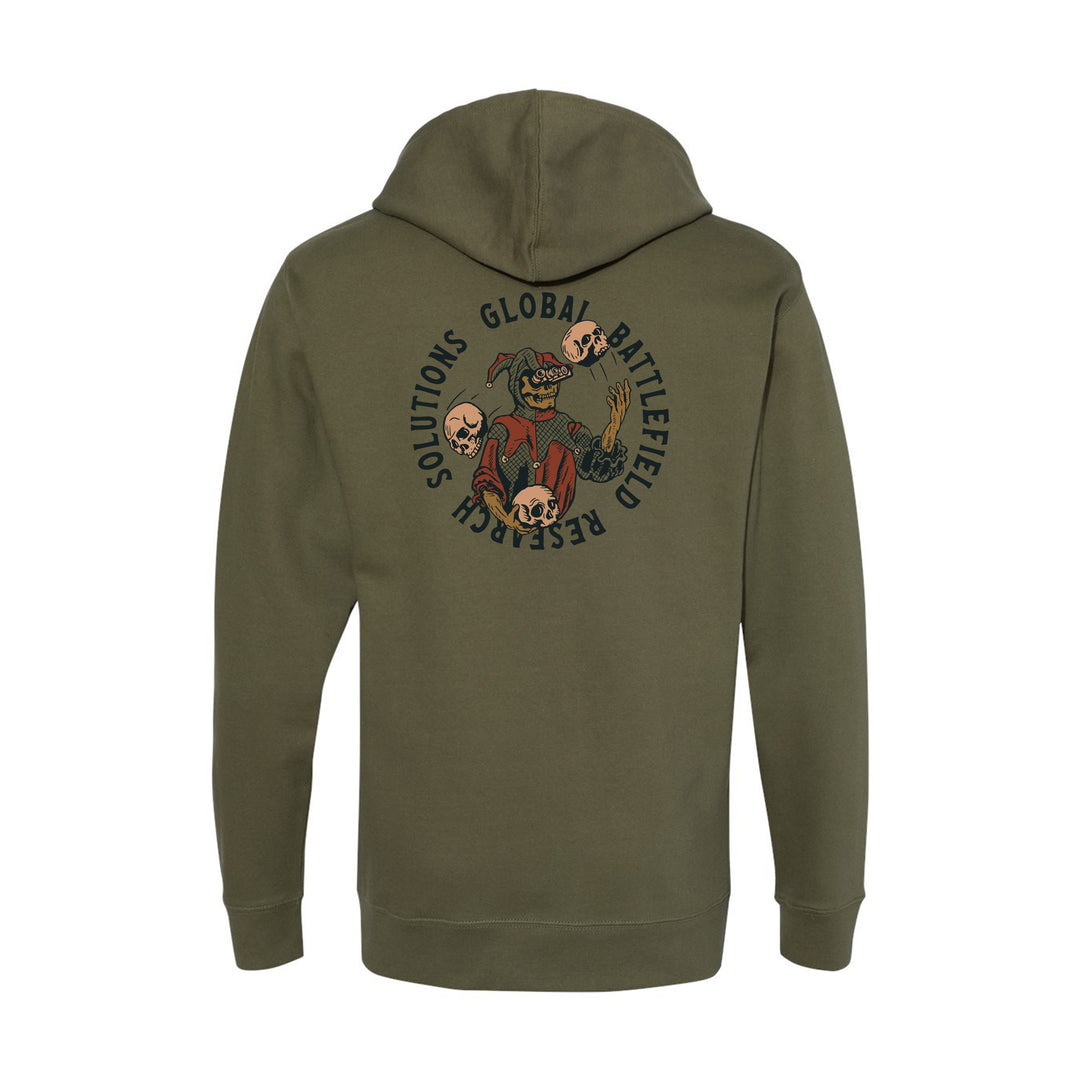 GBRS Group Joker's Wild Pullover Hoodie Back Design. Mid-weight 8.5 oz. Crafted with a relaxed fit for comfort