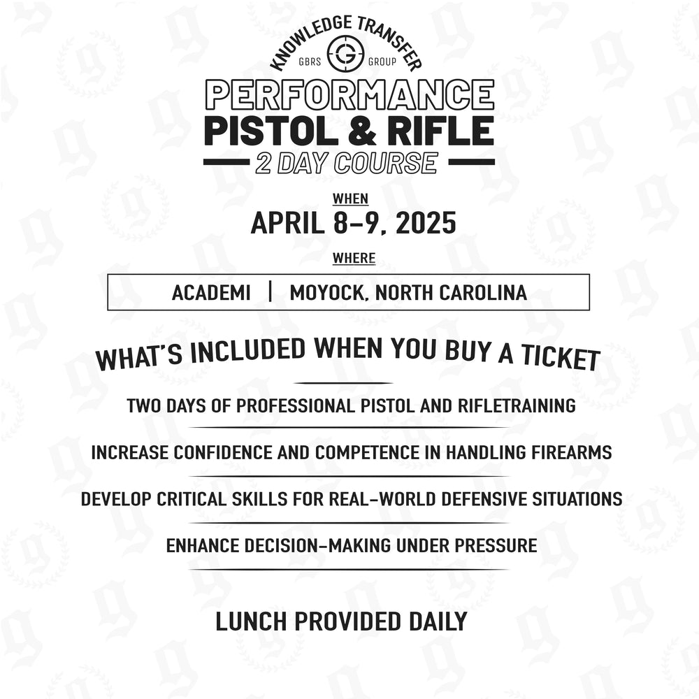 Knowledge Transfer 2502 | 2-Day Performance Pistol & Rifle Course. This advanced pistol and rifle course is designed for professionals who carry firearms for personal or professional use. It focuses on developing high-level proficiency and safe handling techniques for real-world scenarios. This course is ideal for law enforcement officers, security personnel, and civilians wanting to take pistol and rifle performance beyond fundamentals.