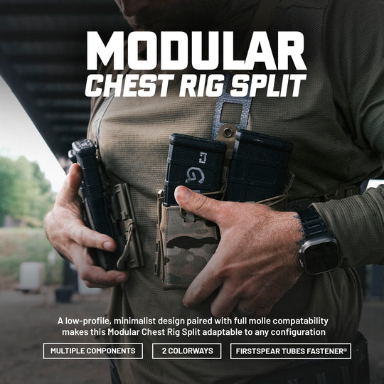 GBRS Group Modular Chest Rig Split Kit. A low-profile, minimalist design paired with full molle compatablility makes this odular Chest Rig Split Kit adaptable to any configuration