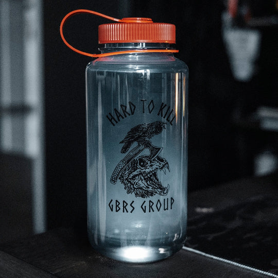 GBRS Group Hard to Kill Nalgene Water Bottle in a gym setting
