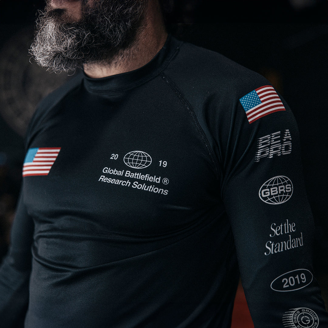 GBRS Group A-Team Long Sleeve Rash Guard has fully sublimated (dyed-into-the-fiber) Be A Pro A-Team graphics that will never peel or fade.