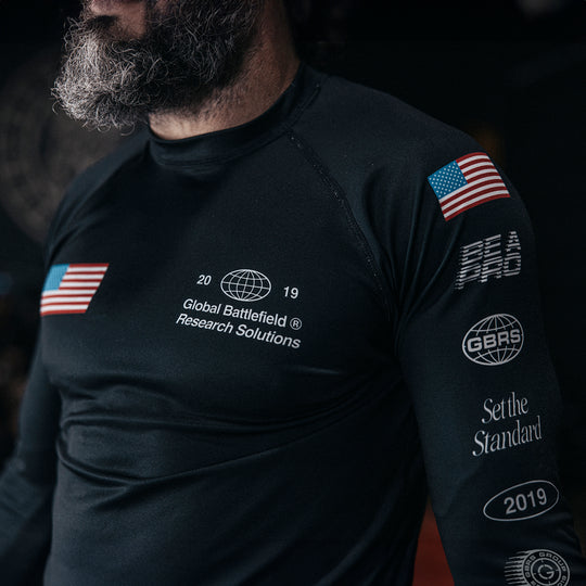 GBRS Group A-Team Long Sleeve Rash Guard has fully sublimated (dyed-into-the-fiber) Be A Pro A-Team graphics that will never peel or fade.