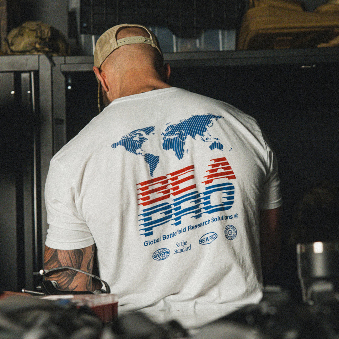 GBRS Group R.W.B. Be A Pro Short Sleeve Shirt - Lifestyle image showing back of shirt in white