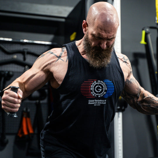 GBRS Group R.W.B. Be A Pro Tank - Lifestyle image showing front of tank in gym