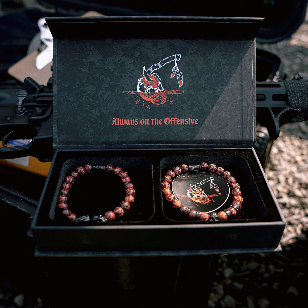 GBRS Group x SkeletonHD Always On The Offensive Beaded Bracelet Set  - pictured in the themed designer box