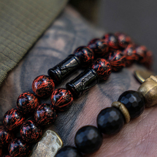 GBRS Group x SkeletonHD Always On The Offensive Beaded Bracelet Set  - pictured on a wrist - product detail shot