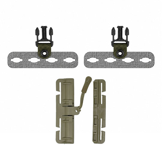 GBRS Group Modular Chest Rig Split Chest Plate in Ranger Green and FirstSpear Tubes Fastener on a white background