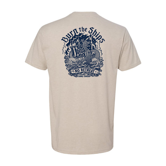 GBRS Group Kraken Short Sleeve Shirt pictured on white background showing back of Sand colored shirt design