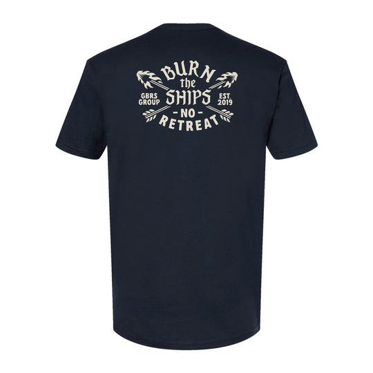 GBRS Group No Retreat Short Sleeve Shirt - pictured in Navy on a white background showing back of shirt