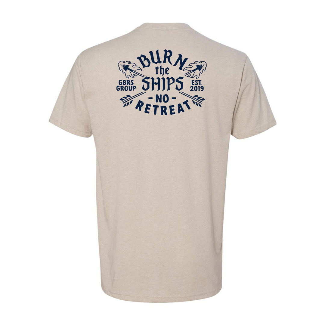 GBRS Group No Retreat Short Sleeve Shirt - pictured in Sand on a white background showing back of shirt