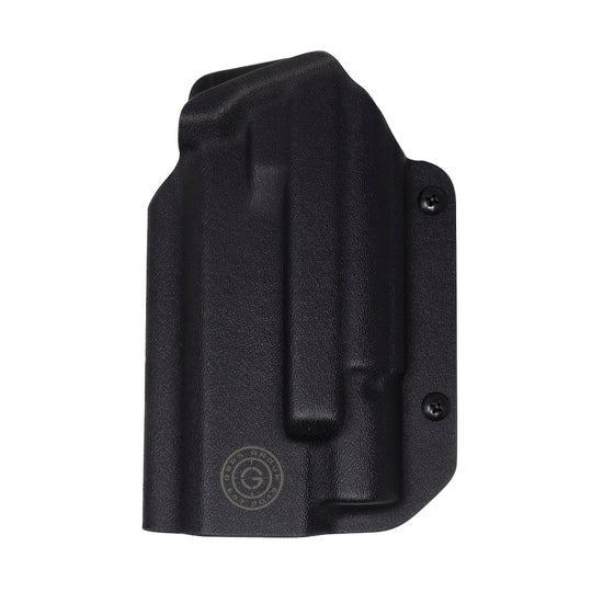 GBRS Group x Priority 1 OWB Holster (Left Handed) Staccato XC in Black color on a white background