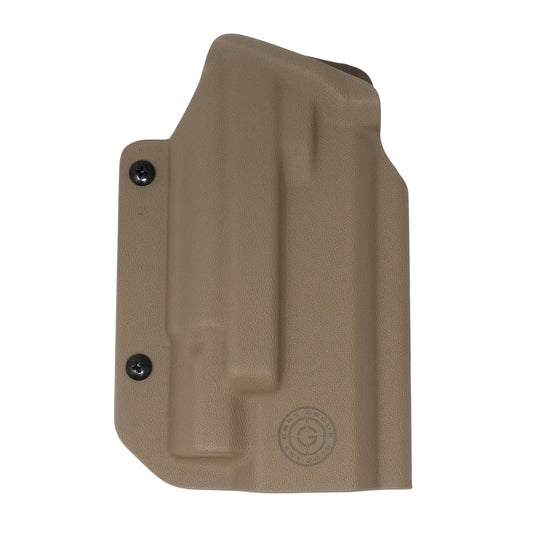 GBRS Group x Priority 1 OWB Holster (Right Handed) Staccato XC in FDE color on a white background
