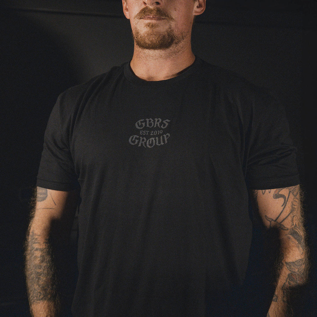 GBRS Group Skull & Swords Short Sleeve Shirt - Pictured on body showing front of shirt