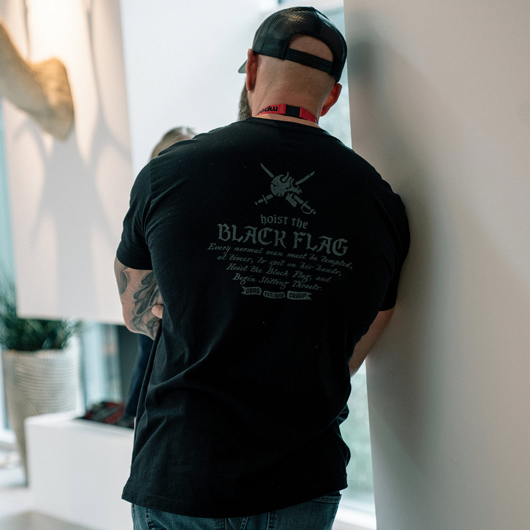 GBRS Group Skull & Swords Short Sleeve Shirt - Lifestyle shot -Pictured on body showing back of shirt