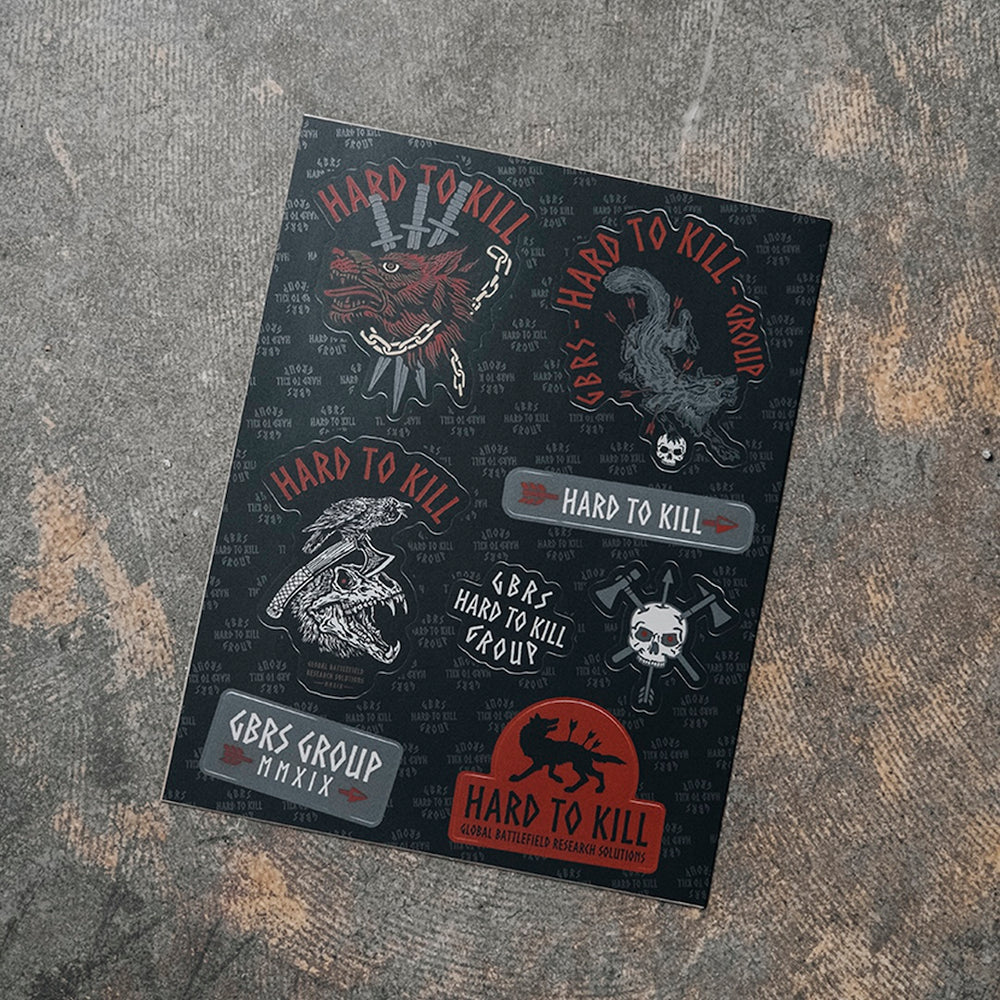 GBRS Group Hard to Kill Sticker Sheet on a wooden surface