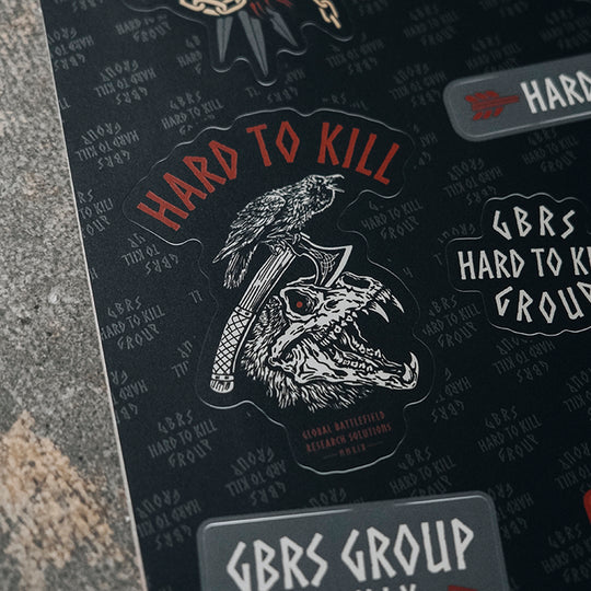 Close up of left side of the GBRS Group Hard to Kill Sticker Sheet