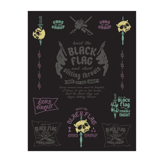 GBRS Group Black Flag Sticker Sheet  - pictured on a white background