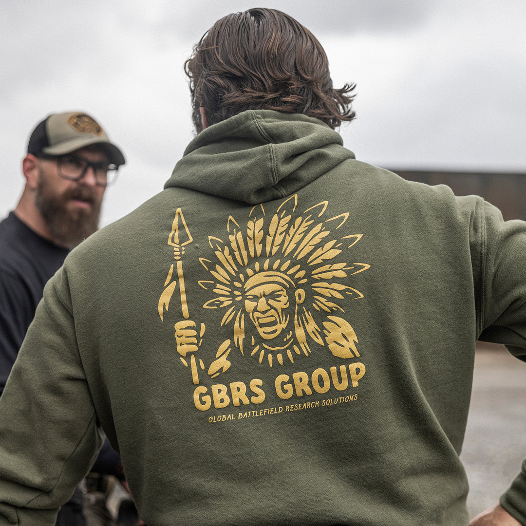 GBRS Group Tribe Pullover Hoodie - Lifestyle showing back of sweatshirt design