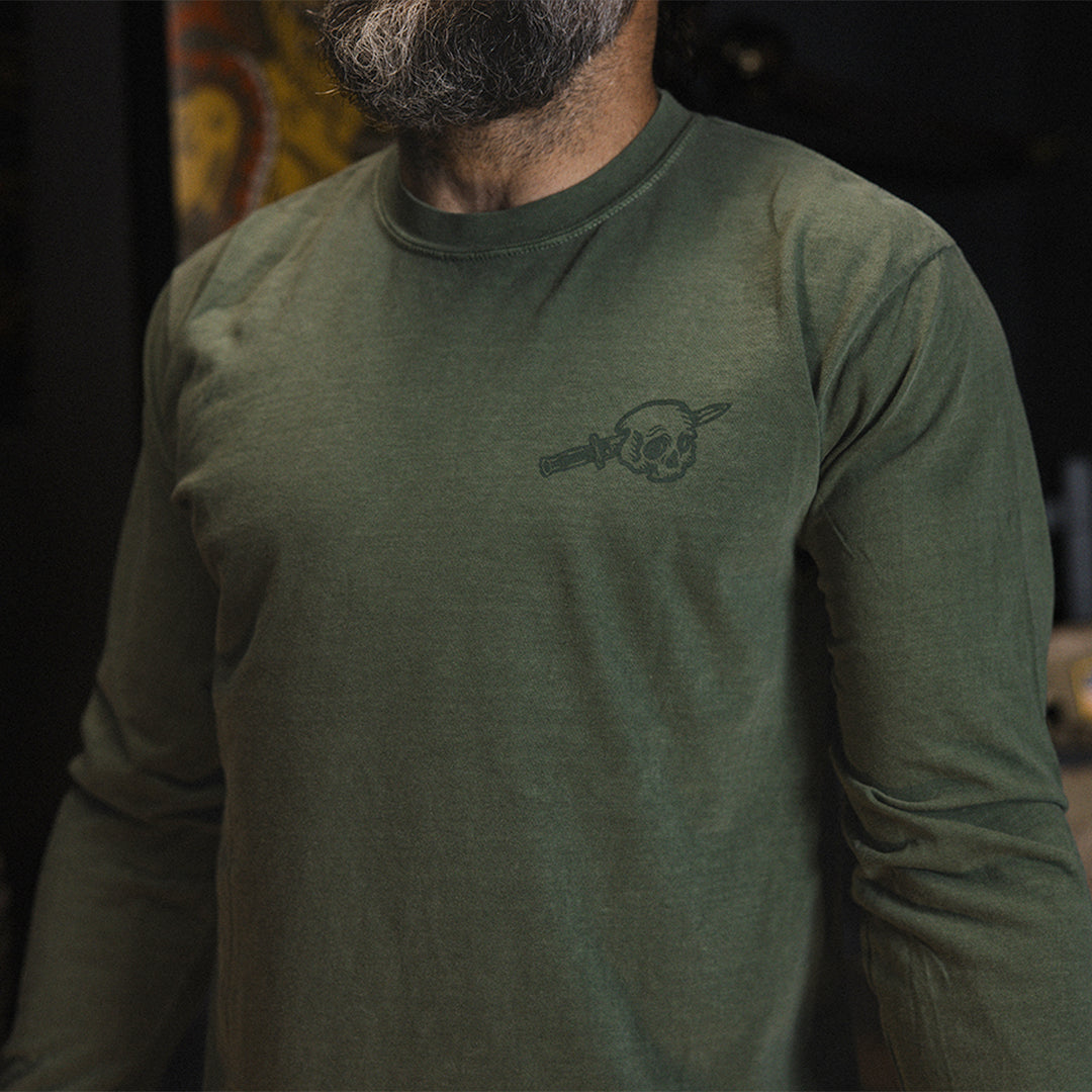 GBRS Group Tempted At Times Long Sleeve Shirt - Pictured on body showing the front of shirt design