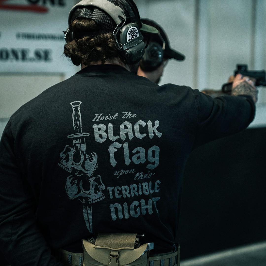 GBRS Group Terrible Night Long Sleeve Shirt - lifestyle shot picturing the back of shirt design