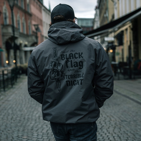 GBRS Group Terrible Night Rain Jacket - lifestyle shot picturing back of jacket