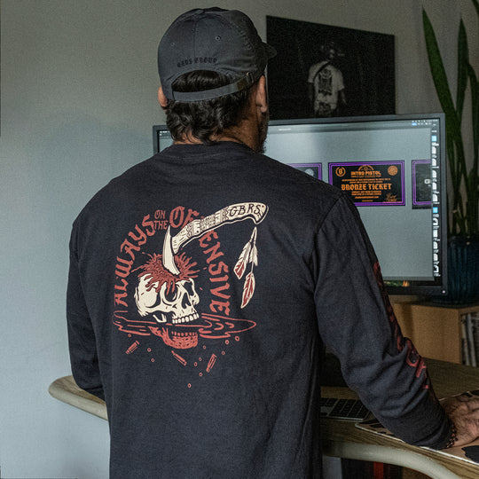 GBRS Group War Crimes Long Sleeve Shirt - Lifestyle picturing back of shirt