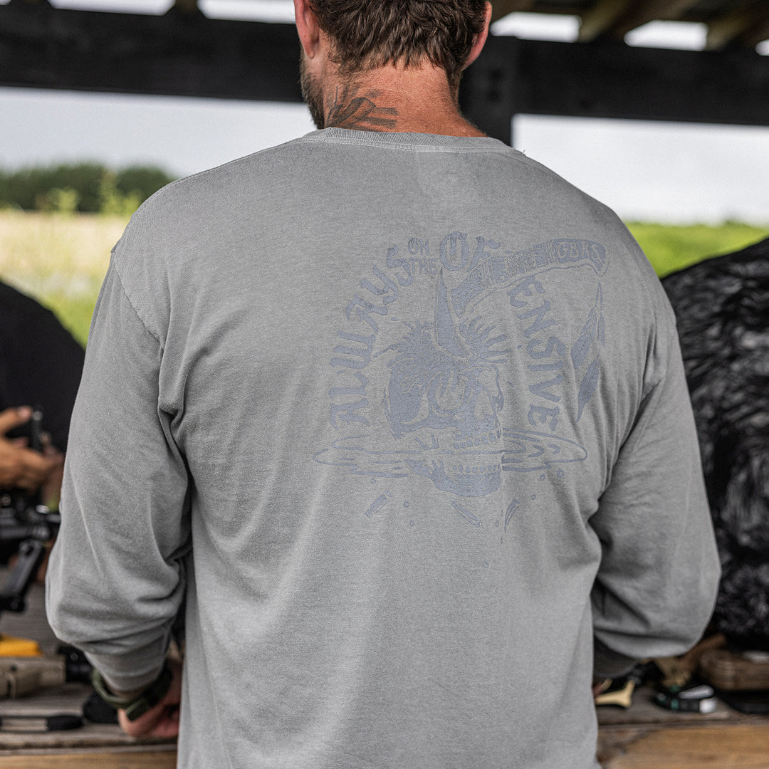 GBRS Group War Crimes Long Sleeve Shirt - Lifestyle picturing back of shirt